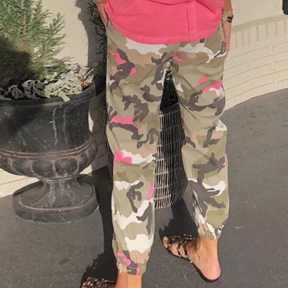 PINK CAMO PRINT ELASTIC WAIST PANTS-JOGGERS - Picture 4 of 6